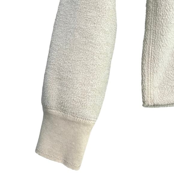 Abercrombie & Fitch Womens Sweatshirt Hoodie XS Cream Sherpa Teddy Logo - Picture 2 of 8